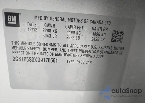 2013 Cadillac Xts Luxury z USA, uszkodzony, nr VIN 2G61P5S3XD9178601